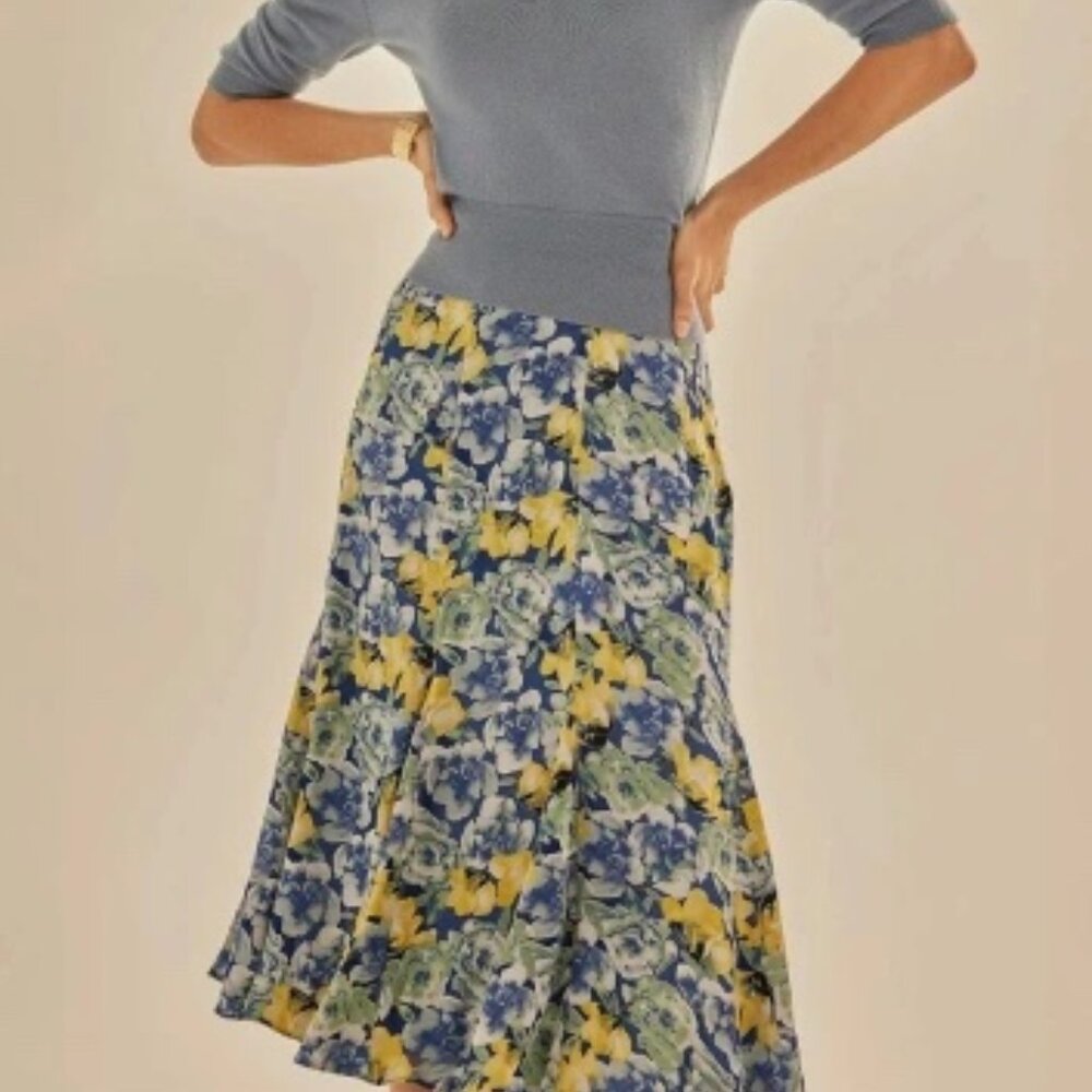 WHBM Silk Burnout Midi Skirt NWT - Picture 6 of 6
